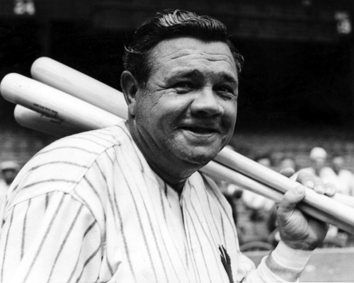 Babe Ruth with Baseball Bats