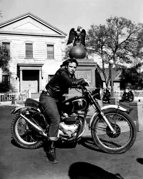 Marlon Brando on Bike for "The Wild One"