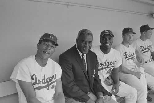 Jackie Robinson in the Dugout