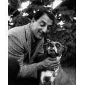 Danny Thomas Stroking His Dog